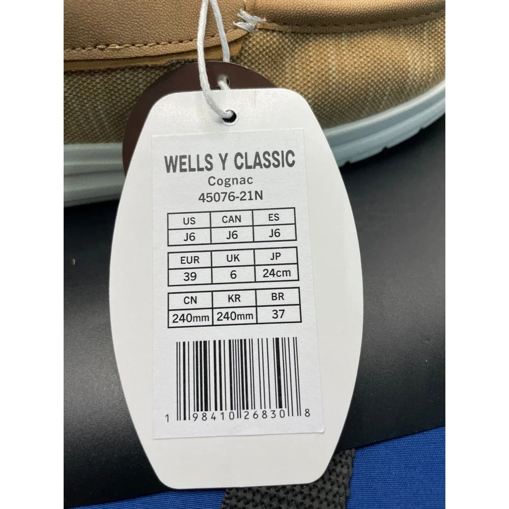 Hey Dude Wells Y Classic Cognac Loafers Slip On Shoes 45076-21N Kids J6 EUR 39